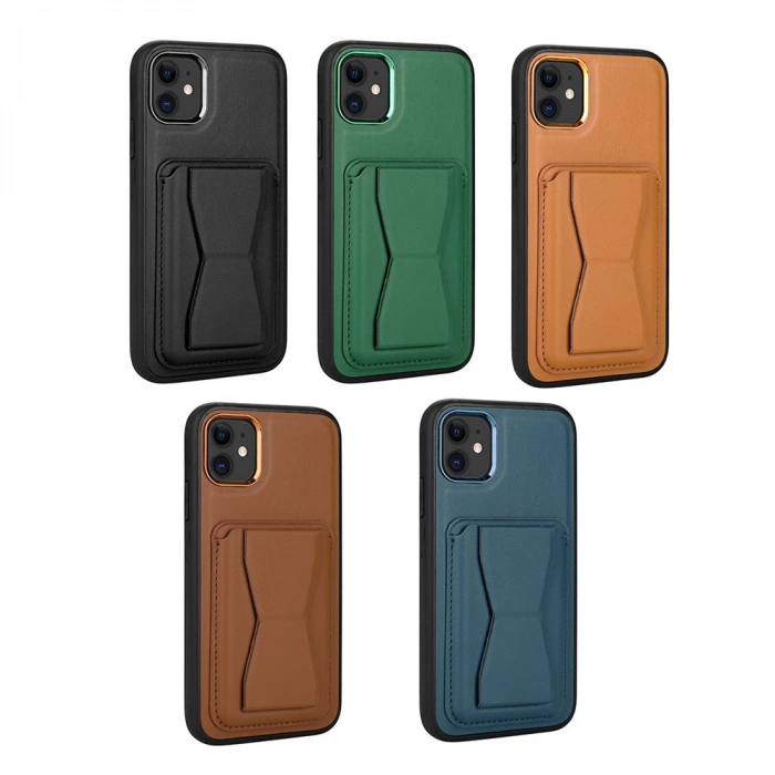 Apple iPhone 11 Kılıf Kartlıklı Standlı ​Pu Deri Zore Memo Kapak