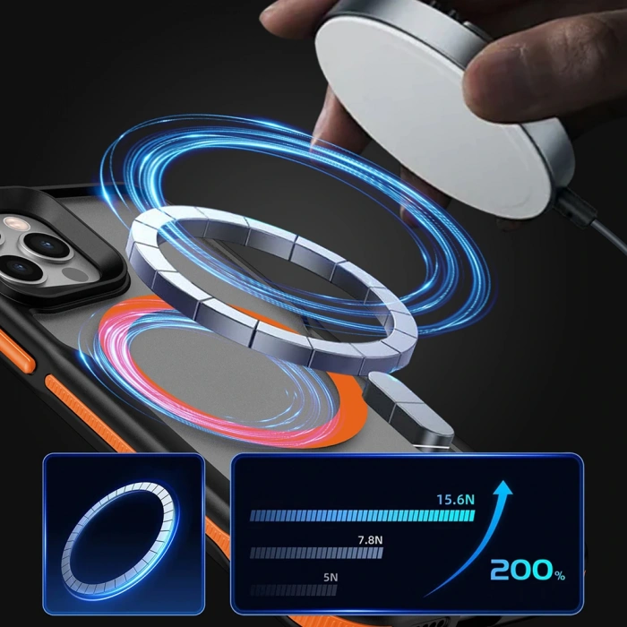 Apple iPhone 11 Kılıf M-safe Şarj Özellikli Renkli Kenar Airbag Şeritli Zore Lamer Kapak