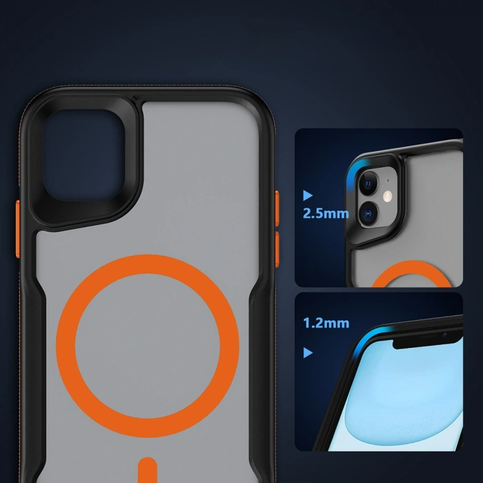 Apple iPhone 11 Kılıf M-safe Şarj Özellikli Renkli Kenar Airbag Şeritli Zore Lamer Kapak