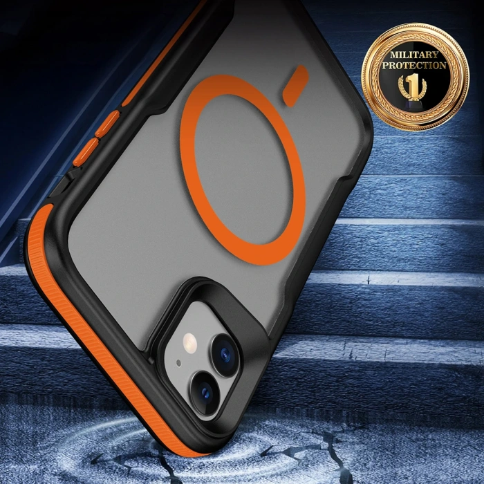 Apple iPhone 11 Kılıf M-safe Şarj Özellikli Renkli Kenar Airbag Şeritli Zore Lamer Kapak