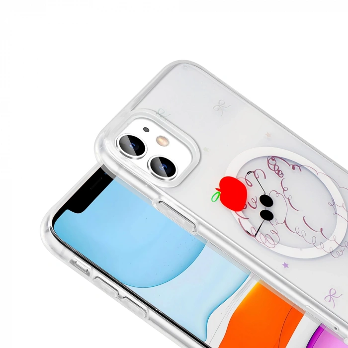 Apple iPhone 11 Kılıf M-Safe Şarj Özellikli Şeffaf Zore Folk Sert Kapak