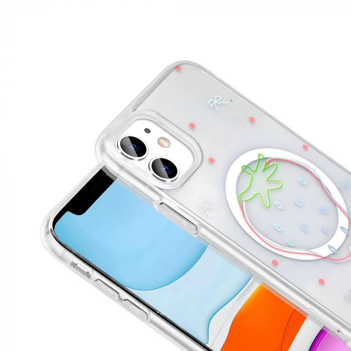 Apple iPhone 11 Kılıf M-Safe Şarj Özellikli Şeffaf Zore Folk Sert Kapak