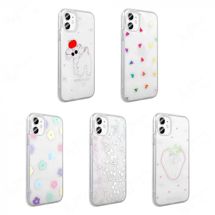 Apple iPhone 11 Kılıf Şeffaf Figürlü Zore Folk Sert Kapak