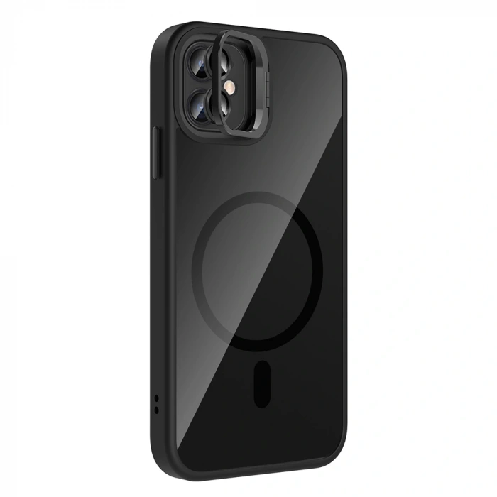 Apple iPhone 11 Kılıf Standlı ve Kamera Lens Hediyeli M-Safe Şarj Özellikli Zore Etro Kapak