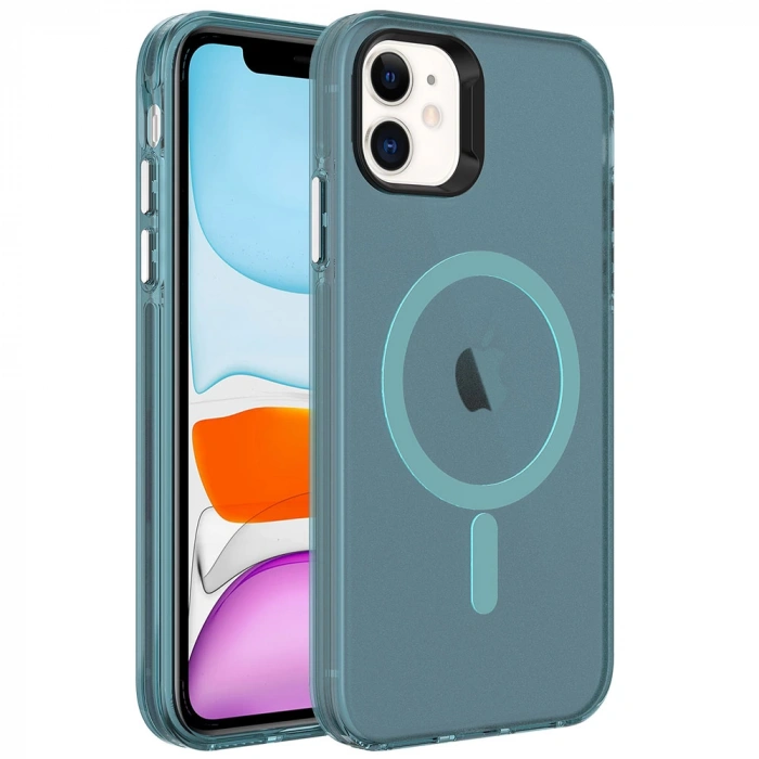 Apple iPhone 11 Kılıf Zore M-safe Şarj Özellikli Buzlu Transparan C-Pro Sert Kapak