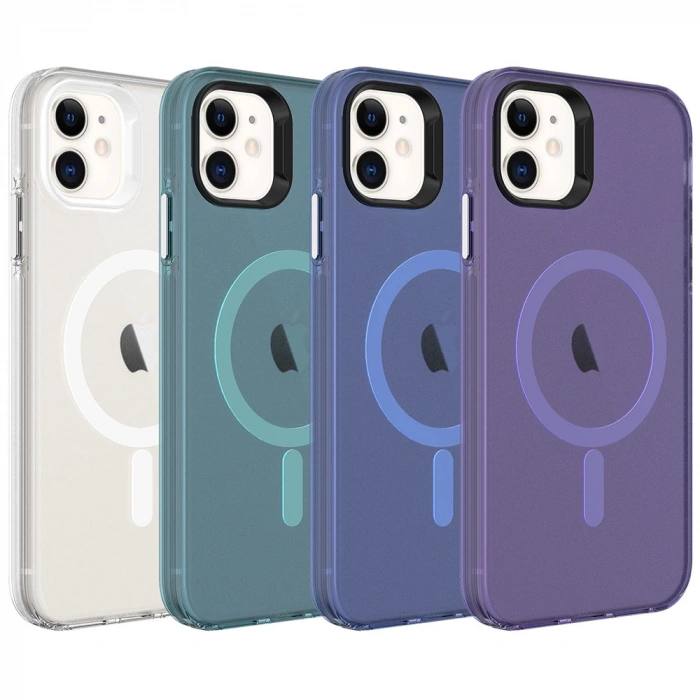 Apple iPhone 11 Kılıf Zore M-safe Şarj Özellikli Buzlu Transparan C-Pro Sert Kapak