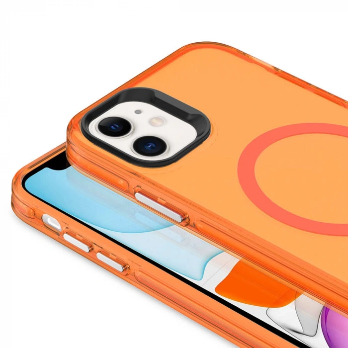 Apple iPhone 11 Kılıf Zore M-safe Şarj Özellikli Buzlu Transparan C-Pro Sert Kapak