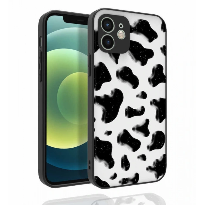 Apple iPhone 12 Kılıf Desenli Kamera Korumalı Parlak Zore Nora Kapak