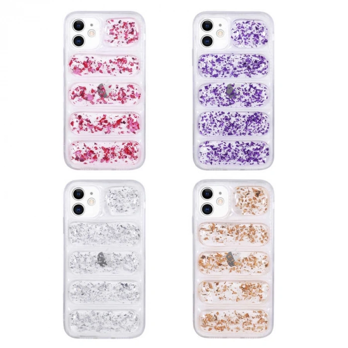 Apple iPhone 12 Kılıf Kamera Korumalı Simli Airbagli Zore Dalga Kapak