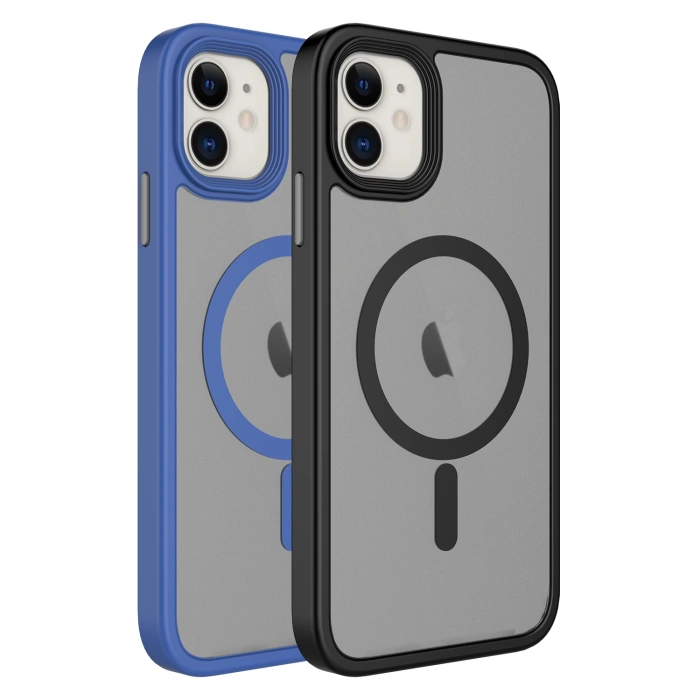 Apple iPhone 12 Kılıf Mat Arka Yüzey Wireless Şarj Özellikli Zore Flet M-safe Kapak