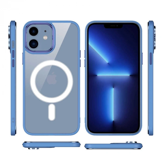 Apple iPhone 12 Kılıf Wireless Şarj Özellikli Zore Krom M-safe Silikon Kapak