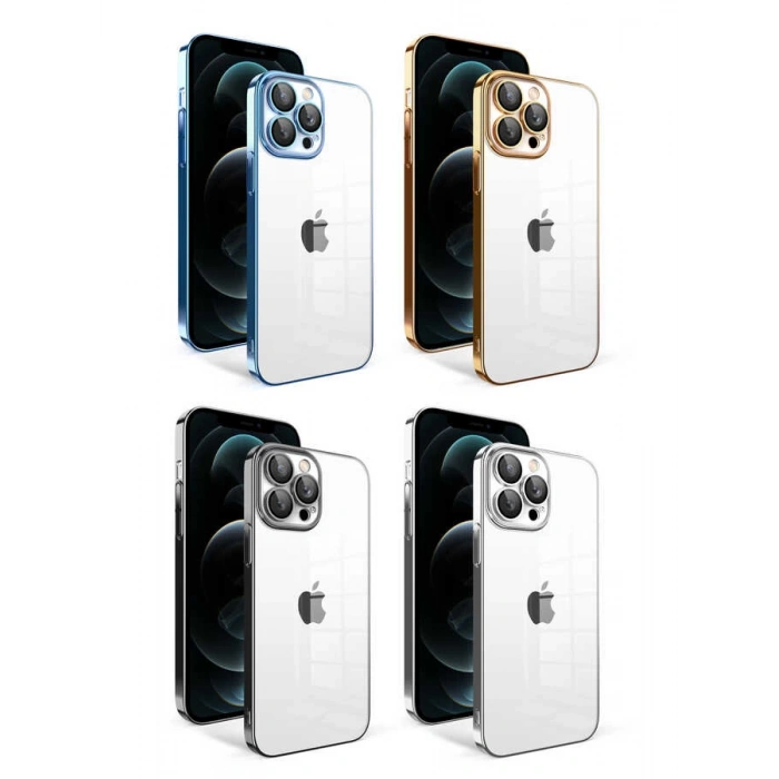 Apple iPhone 12 Pro Max Kılıf Kamera Korumalı Renkli Çerçeveli Zore Garaj Kapak