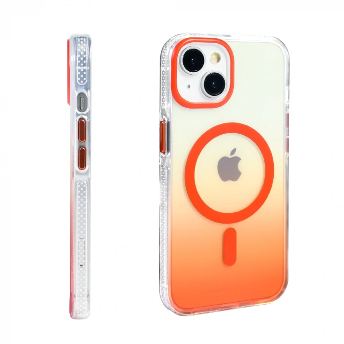 Apple iPhone 13 Kılıf M-safe Şarj Özellikli Transparan Renk Geçişli Zore Toros Kapak