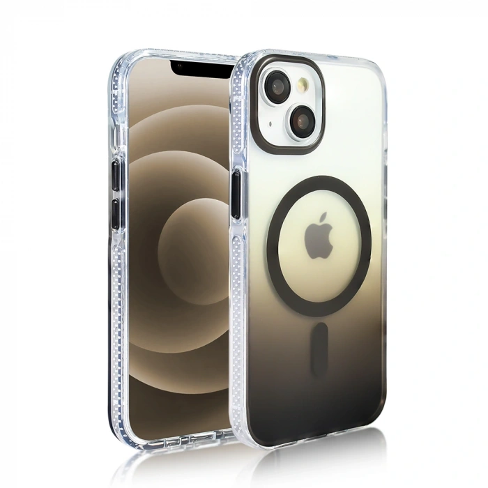 Apple iPhone 13 Kılıf M-safe Şarj Özellikli Transparan Renk Geçişli Zore Toros Kapak