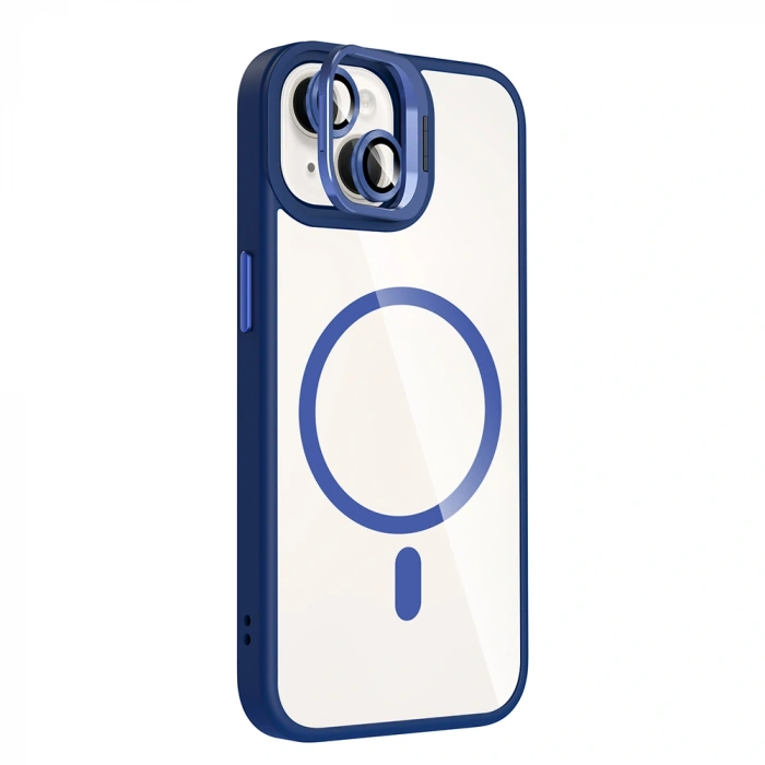 Apple iPhone 13 Kılıf Standlı ve Kamera Lens Hediyeli M-Safe Şarj Özellikli Zore Etro Kapak