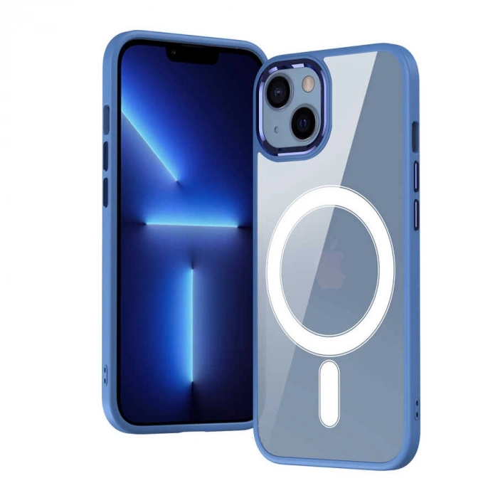 Apple iPhone 13 Kılıf Wireless Şarj Özellikli Zore Krom M-safe Silikon Kapak