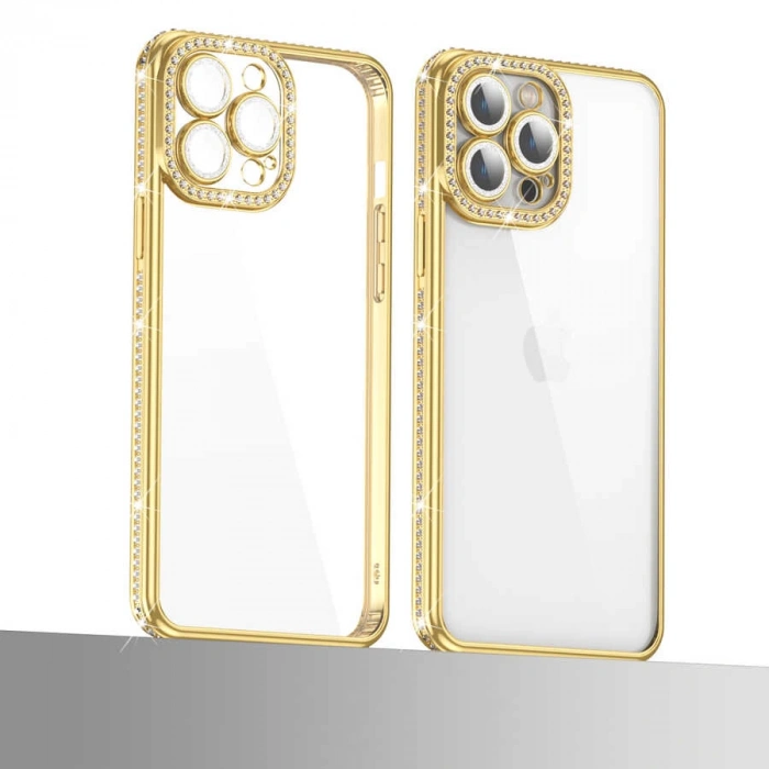 Apple iPhone 13 Pro Kılıf Kamera Korumalı Taşlı Zore Mina Kapak