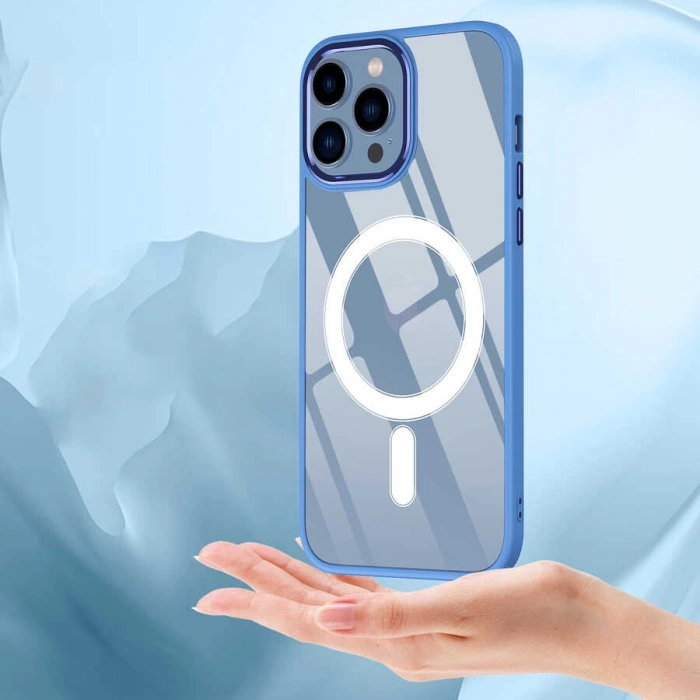 Apple iPhone 13 Pro Max Kılıf Wireless Şarj Özellikli Zore Krom M-safe Silikon Kapak