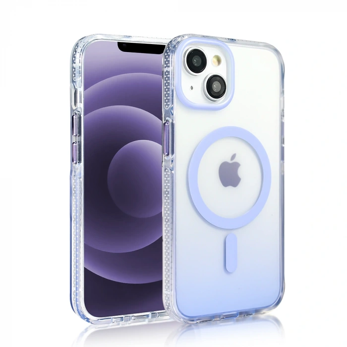 Apple iPhone 14 Kılıf M-safe Şarj Özellikli Transparan Renk Geçişli Zore Toros Kapak