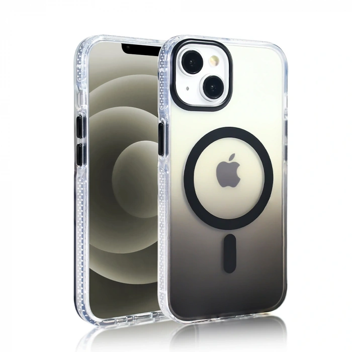 Apple iPhone 14 Kılıf M-safe Şarj Özellikli Transparan Renk Geçişli Zore Toros Kapak