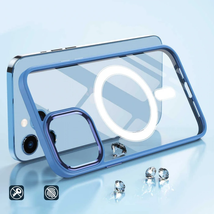 Apple iPhone 14 Kılıf Wireless Şarj Özellikli Zore Krom M-safe Silikon Kapak