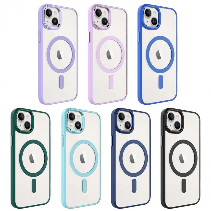 Apple iPhone 14 Kılıf Wireless Şarj Özellikli Zore Krom M-safe Silikon Kapak