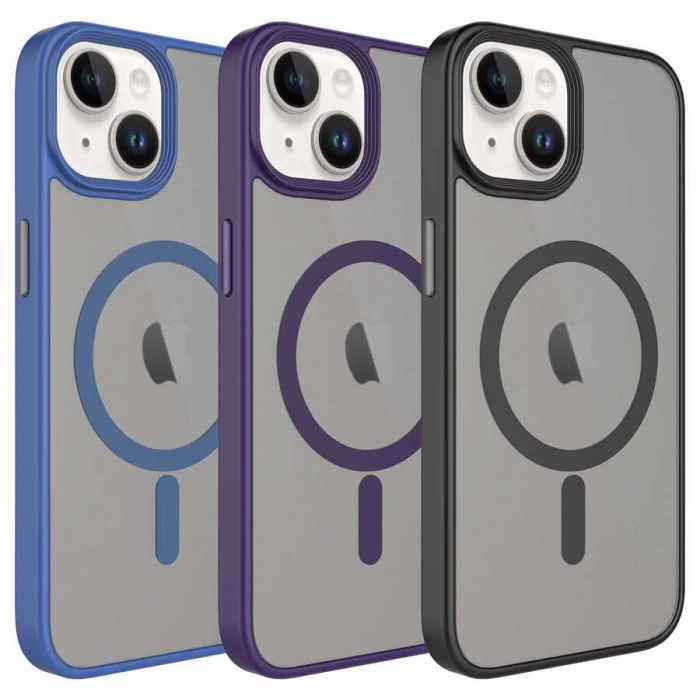 Apple iPhone 14 Plus Kılıf Mat Arka Yüzey Wireless Şarj Özellikli Zore Flet M-safe Kapak