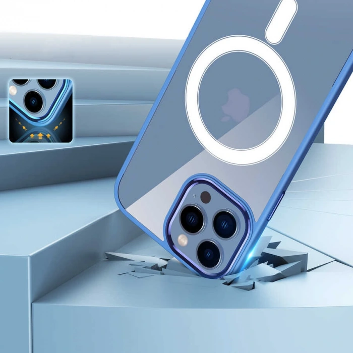 Apple iPhone 14 Plus Kılıf Wireless Şarj Özellikli Zore Krom M-safe Silikon Kapak