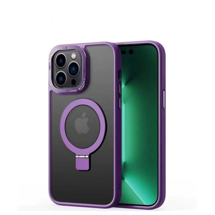 Apple iPhone 14 Pro Kılıf M-safe Wireless Şarj Özellikli Standlı Zore Ting Kapak