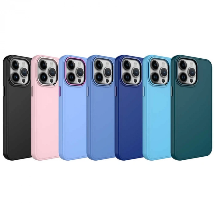 Apple iPhone 14 Pro Kılıf Metal Çerçeve ve Buton Tasarımlı Silikon Zore Luna Kapak