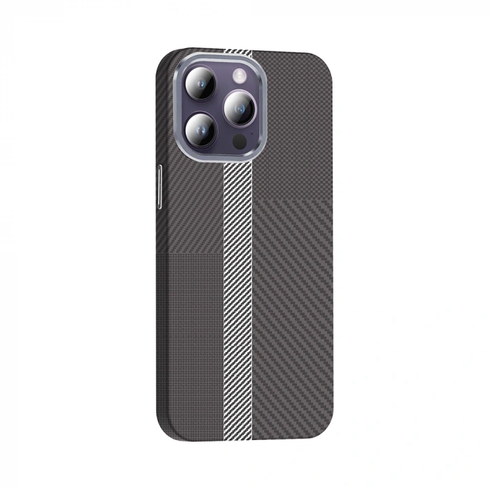 Apple iPhone 14 Pro Max Kılıf M-safe Şarj Özellikli Karbon Fiber Görünümlü Zore Gros Kapak