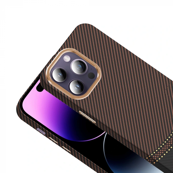 Apple iPhone 14 Pro Max Kılıf M-safe Şarj Özellikli Karbon Fiber Görünümlü Zore Gros Kapak