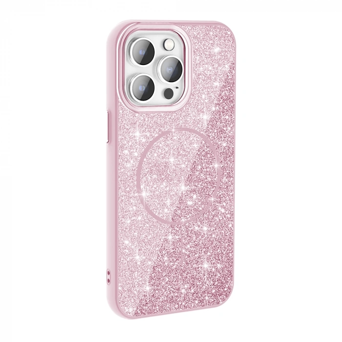 Apple iPhone 14 Pro Max Kılıf M-safe Şarj Özellikli Parlayan Simli Zore Okso Kapak