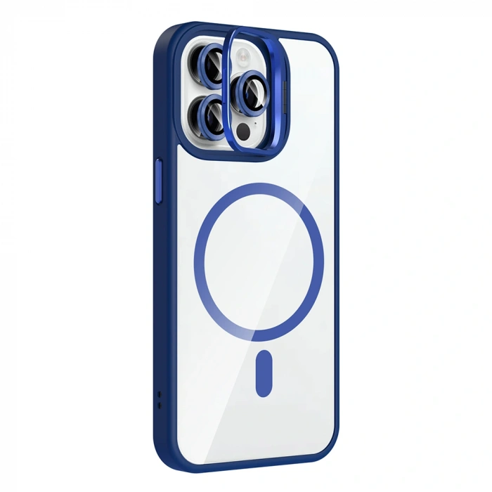 Apple iPhone 14 Pro Max Kılıf Standlı ve Kamera Lens Hediyeli M-Safe Şarj Özellikli Zore Etro Kapak