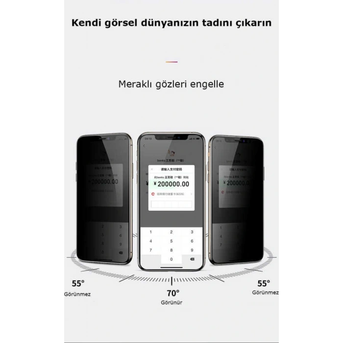 Apple iPhone 14 Zore Kor Privacy Cam Ekran Koruyucu