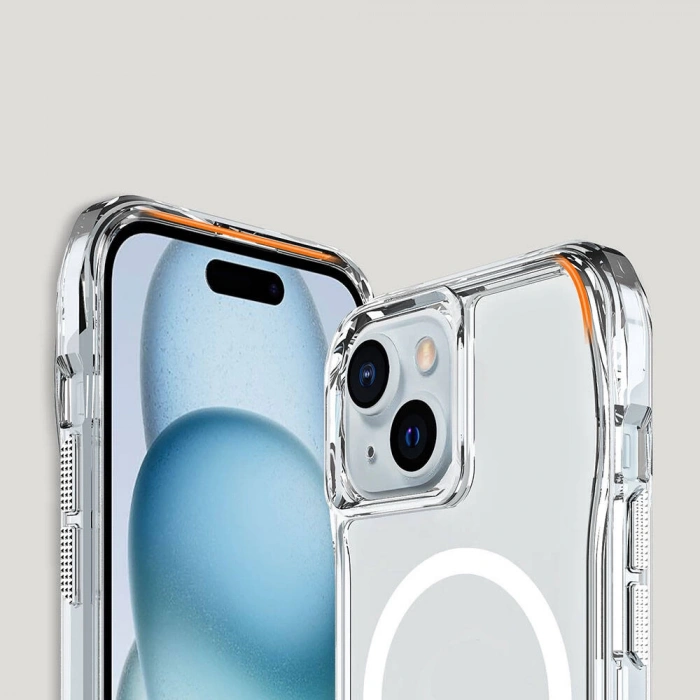 Apple iPhone 15 Kılıf M-safe Şarj Özellikli Airbagli Şeffaf Zore İncek Kapak