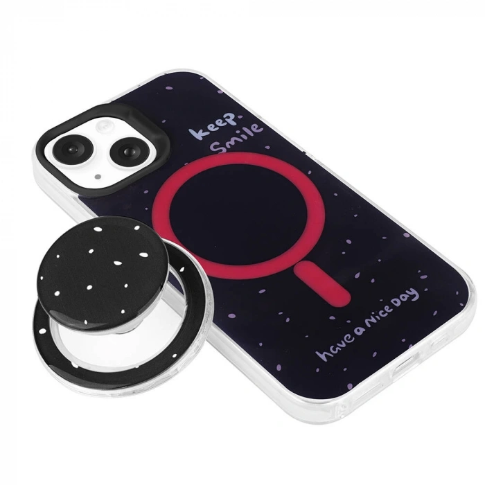 Apple iPhone 15 Kılıf M-safe Şarj Özellikli Tak-Çıkar Pop Soketli Zore Tiktok Kapak