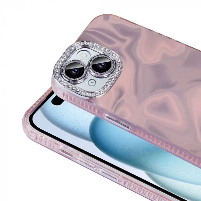 Apple iPhone 15 Plus Kılıf Airbagli Parlak Taş Detay Tasarımlı Zore Esila Kapak