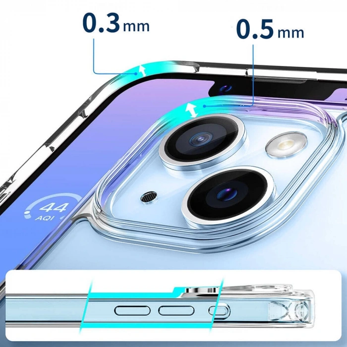 Apple iPhone 15 Plus Kılıf M-safe Şarj Özellikli Şeffaf Sert PC Zore Embos Kapak