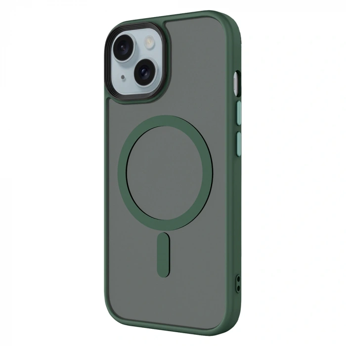 Apple iPhone 15 Plus Kılıf Mat Arka Yüzey Wireless Şarj Özellikli Zore Flet M-safe Kapak