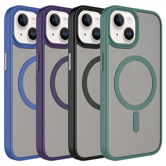 Apple iPhone 15 Plus Kılıf Mat Arka Yüzey Wireless Şarj Özellikli Zore Flet M-safe Kapak