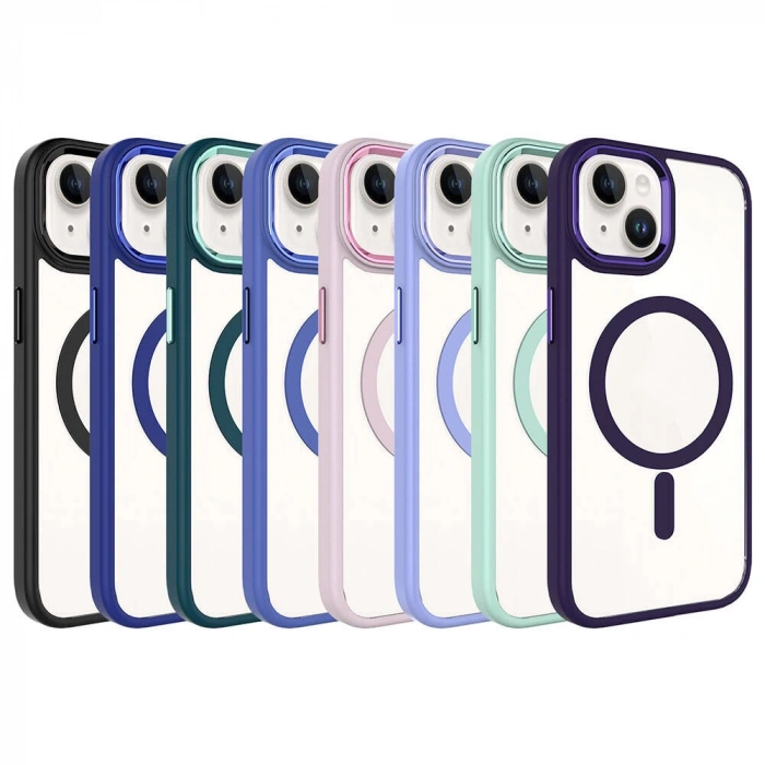 Apple iPhone 15 Plus Kılıf Wireless Şarj Özellikli Zore Krom M-safe Silikon Kapak