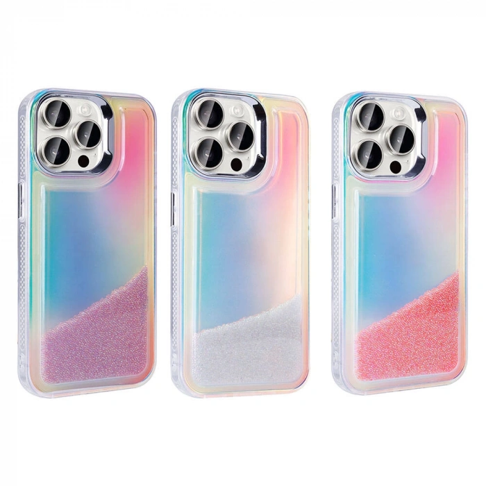 Apple iPhone 15 Pro Kılıf Airbagli Renkli Arka Yüzey Boncuk Tasarımlı Zore Kumul Kapak