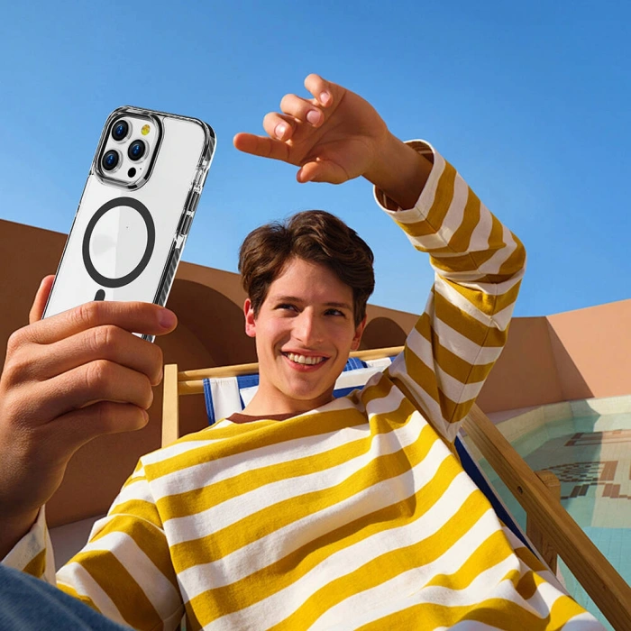 Apple iPhone 15 Pro Kılıf M-safe Şarj Özellikli Airbagli Takılabilir Askı Aparatlı Zore Nana Kapak