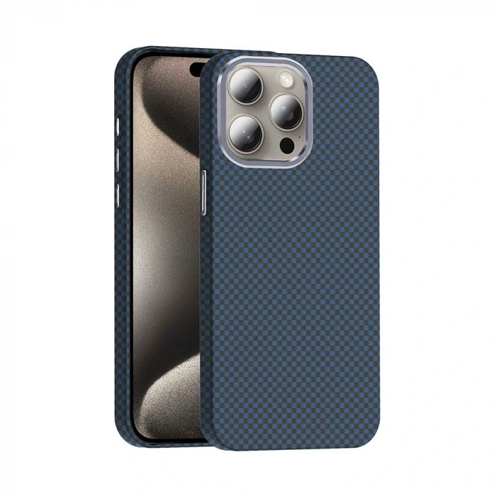 Apple iPhone 15 Pro Kılıf M-safe Şarj Özellikli Karbon Fiber Görünümlü Zore Gros Kapak