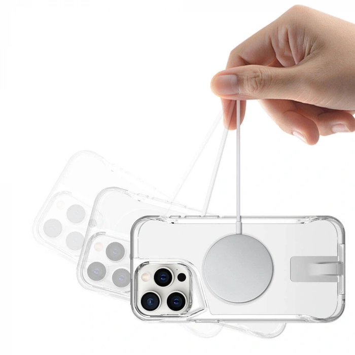 Apple iPhone 15 Pro Kılıf M-safe Şarj Özellikli Zore T-Max Standlı Kapak