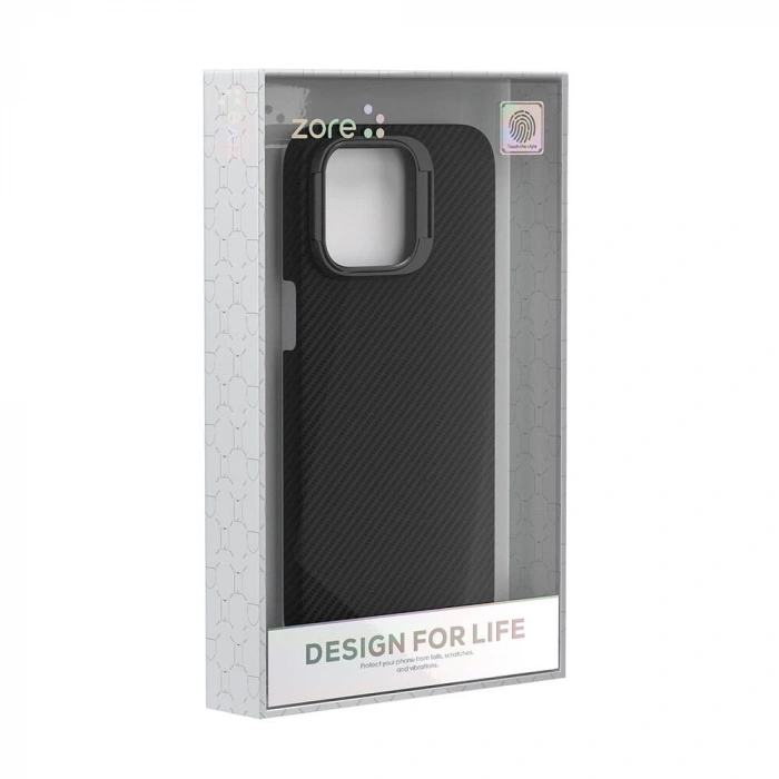 Apple iPhone 15 Pro Kılıf M-safe Şarj Özellikli 600D Kevlar Zore Krek Karbon Standlı Kapak