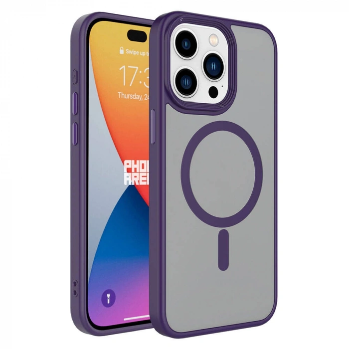 Apple iPhone 15 Pro Kılıf Mat Arka Yüzey Wireless Şarj Özellikli Zore Flet M-safe Kapak