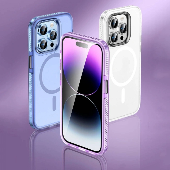 Apple iPhone 15 Pro Max Kılıf Airbagli M-safe Wireless Şarj Özellikli Lens Koruyuculu Zore Klaptika Kapak