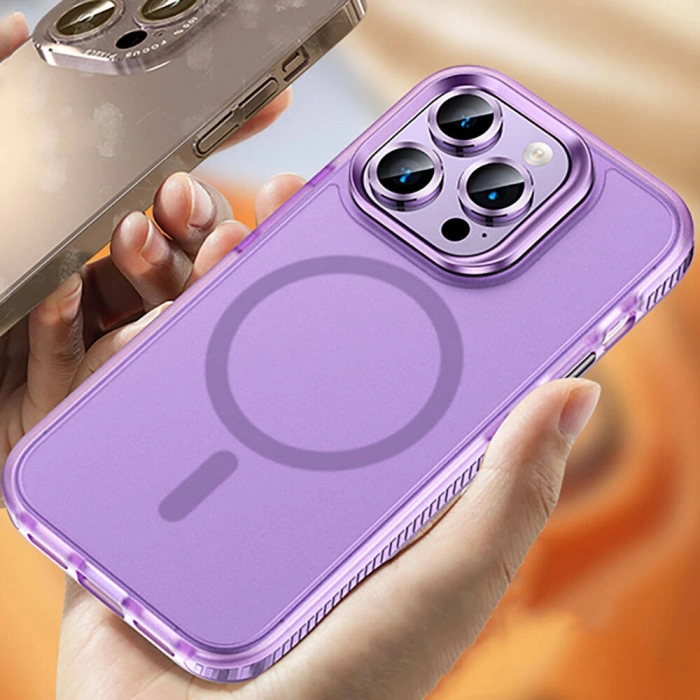 Apple iPhone 15 Pro Max Kılıf Airbagli M-safe Wireless Şarj Özellikli Lens Koruyuculu Zore Klaptika Kapak